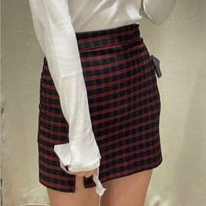 PULL & BEAR red plaid skirt